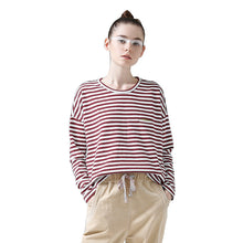 Toyouth Women T-Shirts Batwing Long Sleeve Striped Pattern O-neck Casual T shirt Female Tees Cotton Elegant Ladies Tees Tops
women