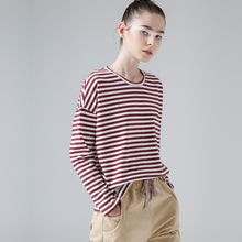 Toyouth Women T-Shirts Batwing Long Sleeve Striped Pattern O-neck Casual T shirt Female Tees Cotton Elegant Ladies Tees Tops
women