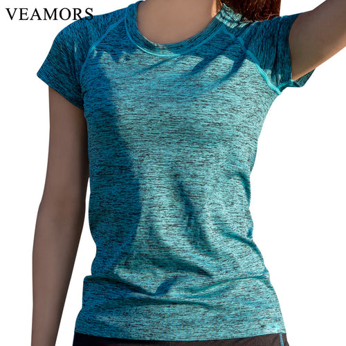 VEAMORS Women Quick Dry Sport Yoga Shirt, Short Sleeve Breathable Exercises Yoga Top T-Shirts For Gym Running Fitness
women