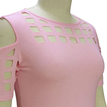 VITIANA Womens Short Sleeve T-shirt Ladies Fashion Red Pink Black Hollow Out Slim Spring Summer Casual Hot Tees Tops
women