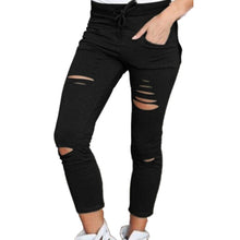 Women Casual Denim Skinny Cut Pencil Pants High Waist Stretch Jeans Trousers Cotton Drawstring Slim Leggings
women