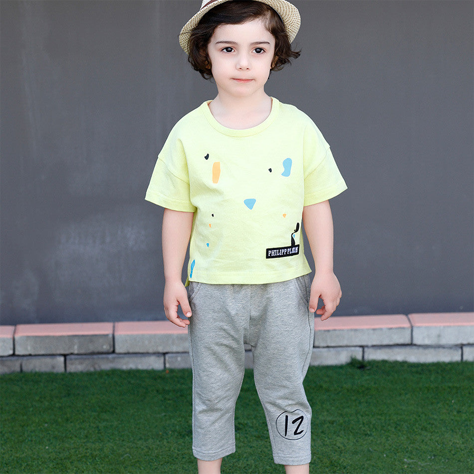 boys sport suit kids clothes children's clothing sets short sleeve pullover t shirts+pants 2017 summer tracksuits -kids