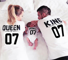 BKLD New 100% Cotton Matching T shirt King 07 Queen 07 Prince Princess Letter Print Shirts,Casual Men/Women Lovers Tops Newborn