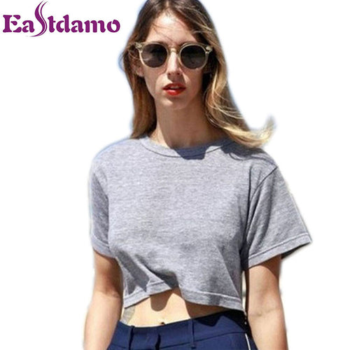 2016 Harajuku T Shirt Women Casual Fitness Crop Top Hot Sale 6 Color Sexy Cropped Top Casual Women T-Shirt Plain Loose Crop Tops