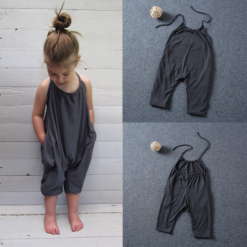 2016 Toddler Kids Baby Girls Strap Romper Jumpsuit Harem Pant Trousers Clothes 2-8Y