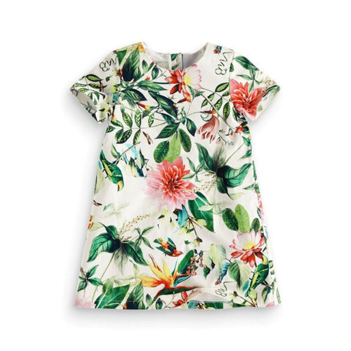 Lovely Baby Kids Floral Print Round Neck Summer Dress Party Dress 0-5 Years