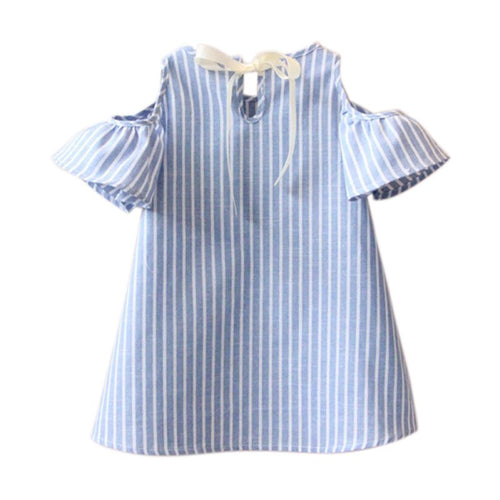 Newest Kids Girl Princess Dress Summer Striped Short Sleeve Mini Dresses Infantil Children Vestidos