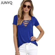 2017 Summer Fashion Women T-shirts Short Sleeve Sexy Deep V Neck Bandage Shirts Women Lace Up Tops Tees T Shirt S-5XL