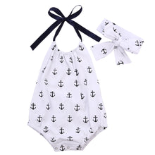 2PCS Newborn Kids Baby Girl Clothes Anchor Sleeveless Bodysuit Jumpsuit Playsuit+ Headband Outfits