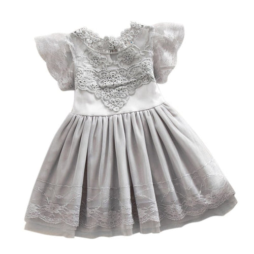 Summer Toddler Girls Baby Kids Lace Tulle Dress Floral Princess Tutu Dress 2-7Y
