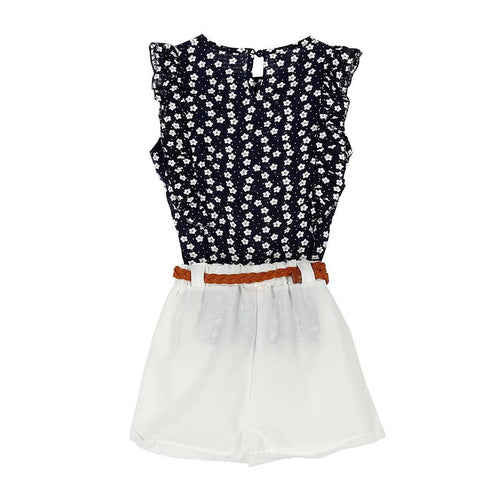 Kids Baby Girls Clothes Sets Floral Chiffon Polka Dot Sleeveless T-shirt +Shorts Outfits