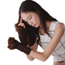 Fashion Women wool Knitted Arm Fingerless Winter Gloves Soft Warm lovely fur Mitten 16*10CM #LSN