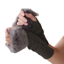 Fashion Women wool Knitted Arm Fingerless Winter Gloves Soft Warm lovely fur Mitten 16*10CM #LSN