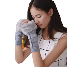 Fashion Women wool Knitted Arm Fingerless Winter Gloves Soft Warm lovely fur Mitten 16*10CM #LSN
