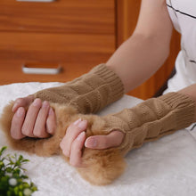 Fashion Women wool Knitted Arm Fingerless Winter Gloves Soft Warm lovely fur Mitten 16*10CM #LSN