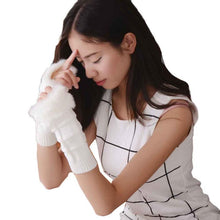 Fashion Women wool Knitted Arm Fingerless Winter Gloves Soft Warm lovely fur Mitten 16*10CM #LSN
