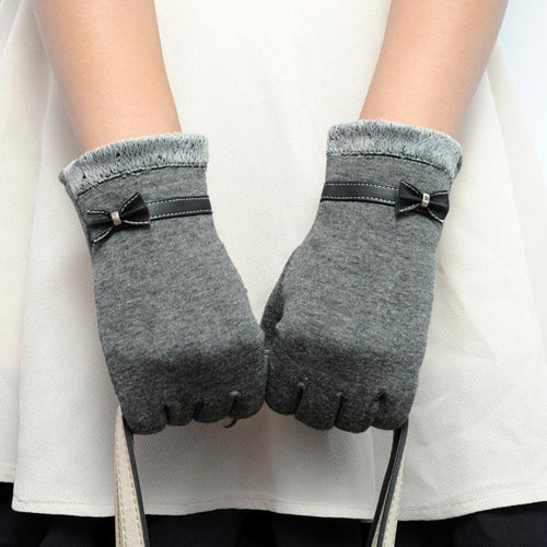 Women's Winter Fashion Warm Gloves Cotton Pu Leather   Screen Wrist Gloves Mittens Patchwark luvas Girls #LSN