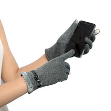 Women's Winter Fashion Warm Gloves Cotton Pu Leather   Screen Wrist Gloves Mittens Patchwark luvas Girls #LSN