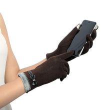 Women's Winter Fashion Warm Gloves Cotton Pu Leather   Screen Wrist Gloves Mittens Patchwark luvas Girls #LSN