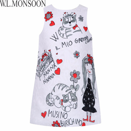 Princess Dress for Girls Clothes Character Printed Robe Fillette Costumes for Children Clothing 2017 Brand Girls Dresses Kids