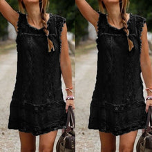 Zanzea Summer Dress 2017 Sexy Women Casual Sleeveless Beach Short Dress Tassel Solid White Mini Lace Dress Vestidos Plus Size