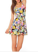 EAST KNITTING fashion X-014 HOT Women digital print pleated Adventure Time Bro Ball Reversible Skater Dress S M L XL Plus Size