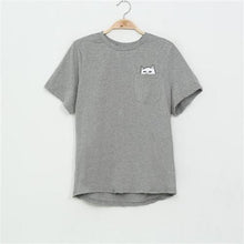 Women T Shirt 2015 Summer Style T-shirt Print Middle Finger Pocket Cat Harajuku O-neck Short Sleeve Cotton Couple Tee Plus Size