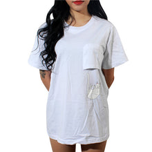 Women T Shirt 2015 Summer Style T-shirt Print Middle Finger Pocket Cat Harajuku O-neck Short Sleeve Cotton Couple Tee Plus Size