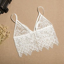 Women Crop Tops Hollow Out Camis Translucent Underwear Sheer Lace Frenum Strap Lingerie Bra Tops #2154