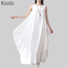 Casual Retro Solid Summer Dress 2017 Women Elegant Loose Sleeveless O Neck Dress Cotton Linen Long Maxi Dress Vestidos Plus Size