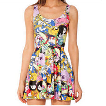 2017 New Sexy Women dress Cartoon Casual Dress Adventure Time SKATER DRESS Pleated Sun Dress