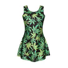 EAST KNITTING Women Summer Style Dress Vestidos Cartoon Fantastic Cat Printed Casual Skater Dress
