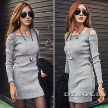 GZDL Fashion Autumn Winter Women Sweater Knitted Dress Long Sleeve Bodycon Stretch Woman Solid Casual Party Lady Dresses CL1114