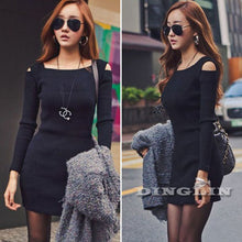 GZDL Fashion Autumn Winter Women Sweater Knitted Dress Long Sleeve Bodycon Stretch Woman Solid Casual Party Lady Dresses CL1114