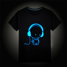 Girls Boys T-Shirts 100% Cotton Summer Children Tops Kids Hip Hop Neon Print Party Club Night Light Punk Top Tee For Teenager