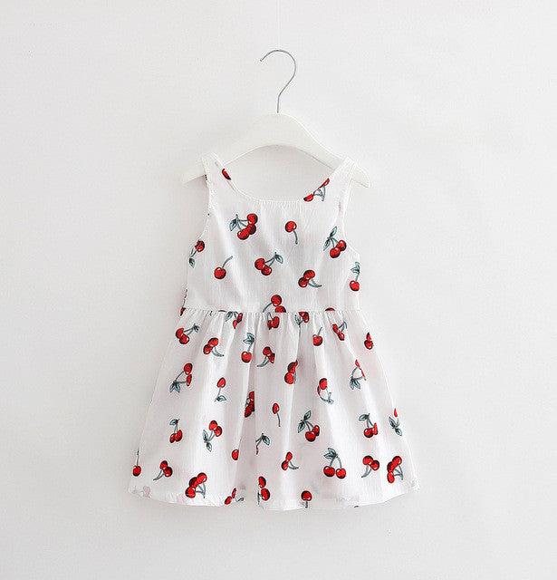 Cute Print Children Princess Dresses Baby Girls A-Line Lovely Sleeveless Summer Dress Kids Girls Cotton Bow Decor Clothes