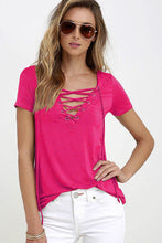 2017 Summer Fashion Women T-shirts Short Sleeve Sexy Deep V Neck Bandage Shirts Women Lace Up Tops Tees T Shirt S-5XL