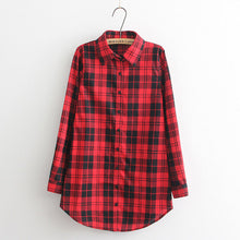 Hot Sale Women Blouses Long Shirts Single Breasted Plaid Cotton Shirt Wild Casual Streetwear Shirt Women Plus Size Blouse BE66