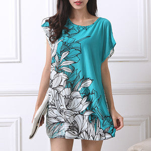 2017 new women T Shirt Dress Plus Size Women mini dress short sleeve Loose Casual Tops print tunic dresses large big  4xl 5xl