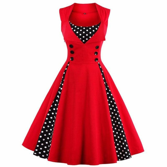S-4XL Women Robe Pin Up Dress Retro 2017 Vintage 50s 60s Rockabilly Dot Swing Summer female Dresses Elegant Tunic Vestido