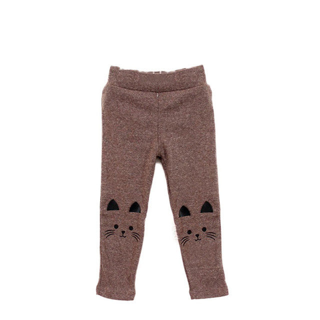 New Toddler Baby Girls Kids Skinny Pants Cute Cat Print Stretchy Warm Leggings