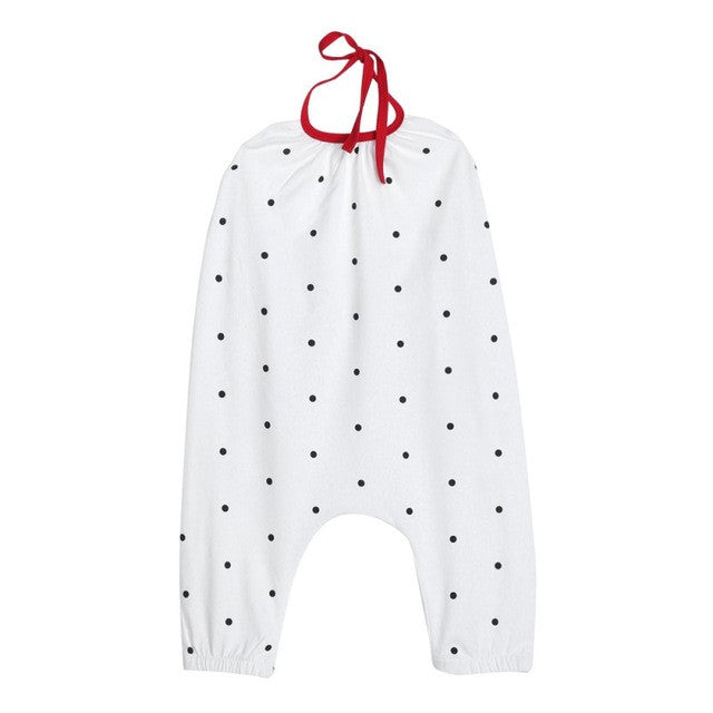 Kids White Cute Polka Dot Printed Rompers One Piece Suit Summer Children Girls Clothing Fashion Girl Halter Jumpsuit