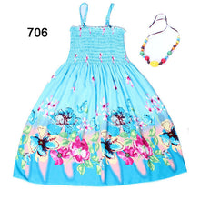 2016 Summer kids clothing girls New 2-11Y children beach dresses for girls fashion bohemian style girls dresses free necklace