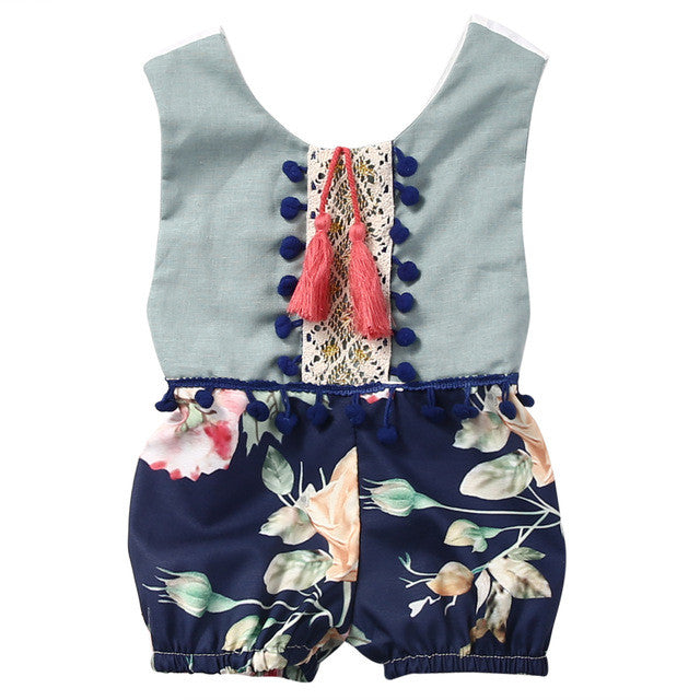 Cute Newborn Kids Baby Girl Sleeveless Cotton Floral Jumpsuit Romper Outfits Clothes
