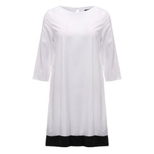 Hot 2017 New Women Dress Three Quarter Sleeve Patchwork Mini Dress Casual O Neck Back Hollow Out Button A Line Autumn Vestidos