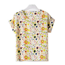Chiffon T-Shirts Ladies Loose Short Sleeve Shirts Striped Heart Lip Tops Batwing Sleeve Sexy