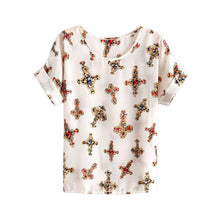 Chiffon T-Shirts Ladies Loose Short Sleeve Shirts Striped Heart Lip Tops Batwing Sleeve Sexy