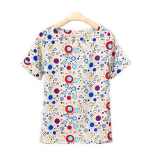 Chiffon T-Shirts Ladies Loose Short Sleeve Shirts Striped Heart Lip Tops Batwing Sleeve Sexy