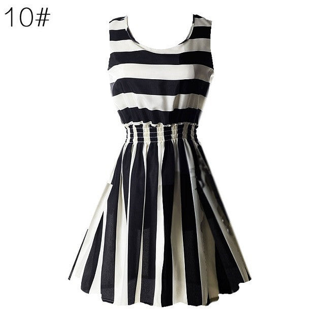 S M L XL XXL XXXL 2016 Summer Women Casual Bohemian Floral Sundress Printed Sleeveless Beach Chiffon Dress