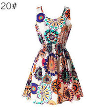 S M L XL XXL XXXL 2016 Summer Women Casual Bohemian Floral Sundress Printed Sleeveless Beach Chiffon Dress